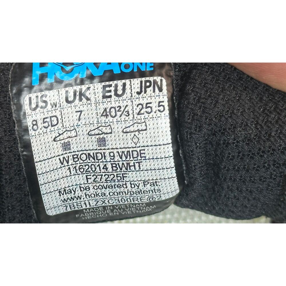 Hoka One One Bondi 9 1162014-BWHT Athletic Sneaker Womens 8.5D Black Knit Sports - Picture 12 of 12